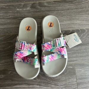 Chaco Chillos Slide Sandals Light Tie Dye Womens Size 7 NEW